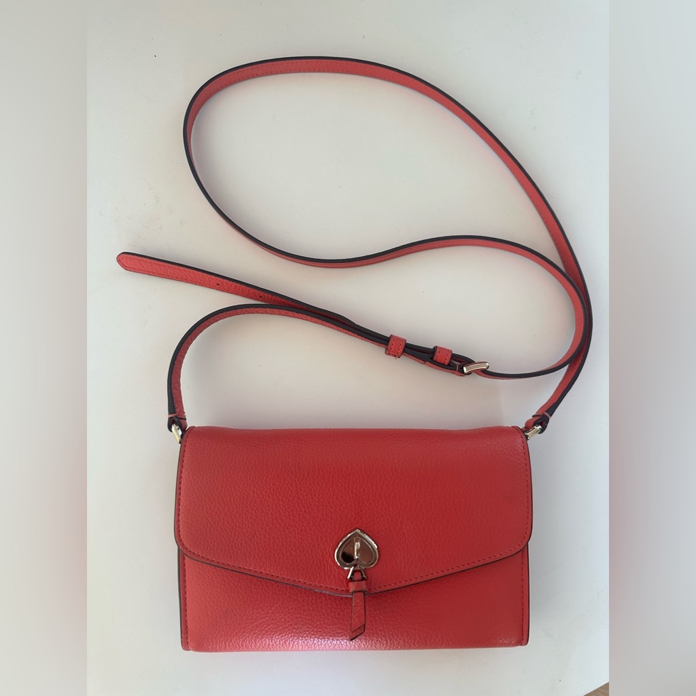 Kate Spade NY New York pink Pebbled Marti Wallet leather Preppy crossbody purse